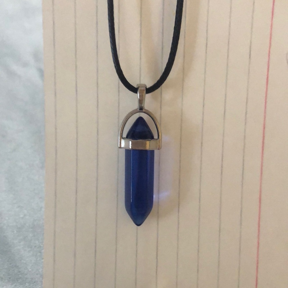 Blue Crystal Point Pendant Necklace - Women Jewelry